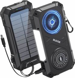 BRAND NEW BLAVOR Solar Charger Power Bank Built-in Retractable USB-C Cable, 20000mAh