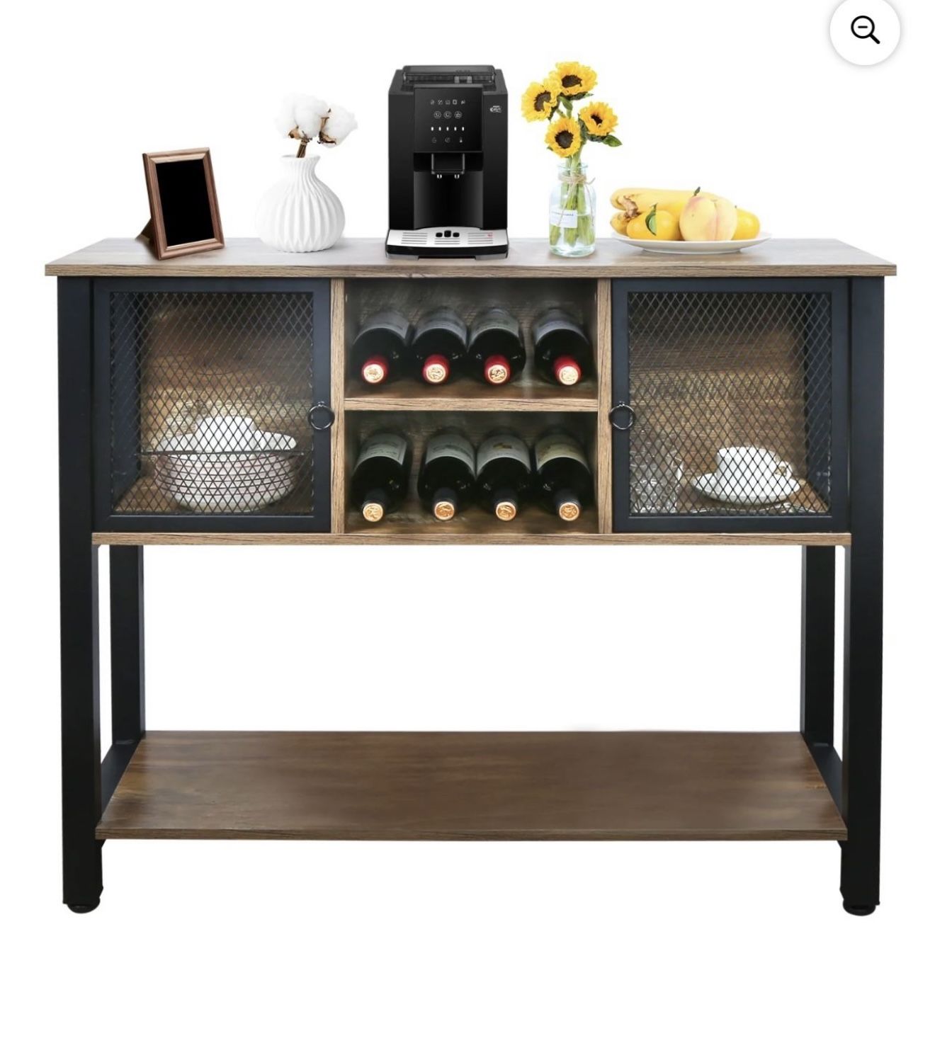 Bar Cabinets with Storage, Modern Farmhouse Buffet Cabinet44 Brown Buffet Sideboard with Storage Shelves for Home Kitchen Dining Room(B4)
