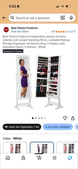 NEED GONE ASAP! Full-Length Jewelry Armoire Mirror (Stand not included) – $35 OBO