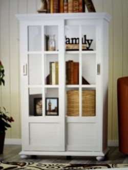 Bookcase With Sliding Doors White