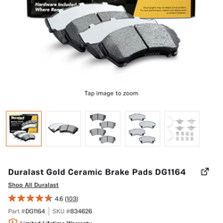 DG1164 Duralast Gold Ceramic Front Brake Pads