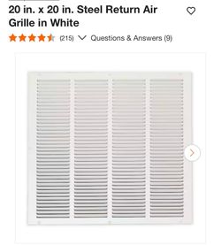 20x20 Steel Return Air Grille White/AC Filter Grille/HVAC