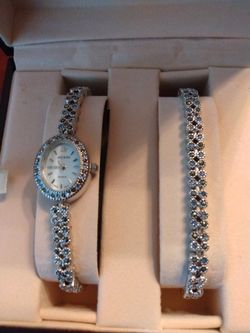 NEW ADOLFO Watch Set, Marcasite Stones, 