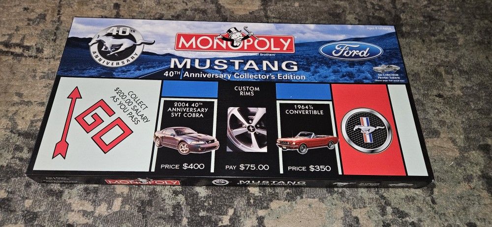 Monopoly Mustang 40th Anniv Collectors Edition 2003 Excellent Box 100% Complete!