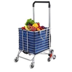 Grocery Cart with Wheels Folding Shopping Cart with Large Heavy-Duty and Rolling Swivel Wheels, Utility Lightweight Stair Climbing cart