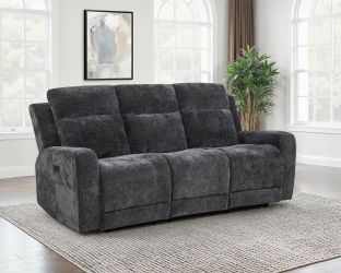 Kennett Dark Grey Chenille Upholstered Power Reclining Sofa