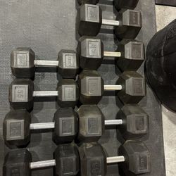 Rubber Hex Dumbbell Set