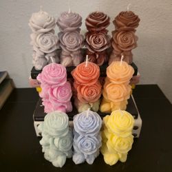 Rose Pillar Candles 100% Beeswax 