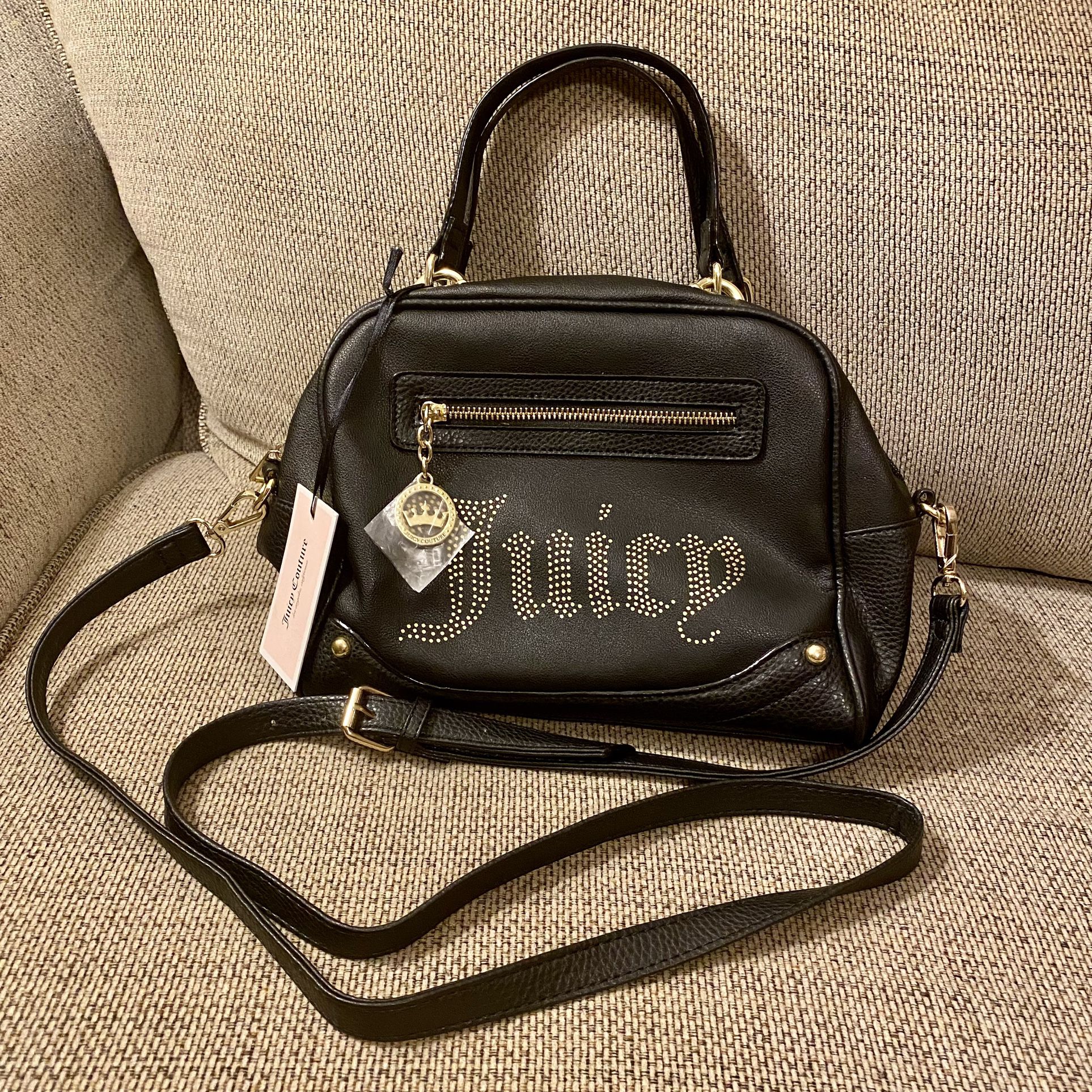 New Juicy Couture Desert Light Satchel with Extra Crossbody Strap Black