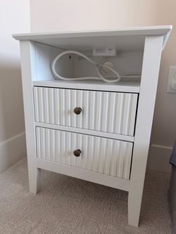 White 2-Drawer Nightstand with Open Shelf 2 Pack