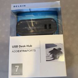 BELKIN USB Hub 7 Port Desktop High Speed USB 2.0 w Power Cord F4U017
