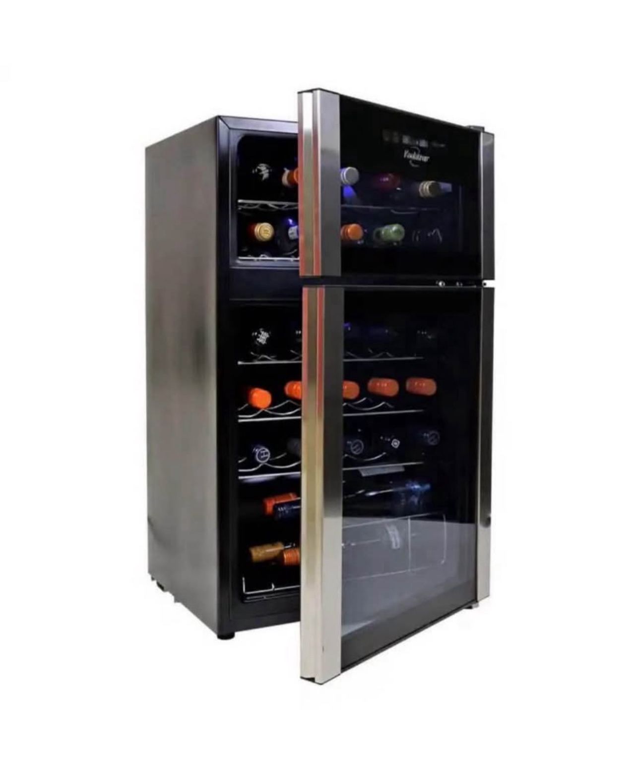 29 Bottle Dual Zone Wine Cooler, Black, 3 cu. ft.. (86L) Freestanding Wine Fridge