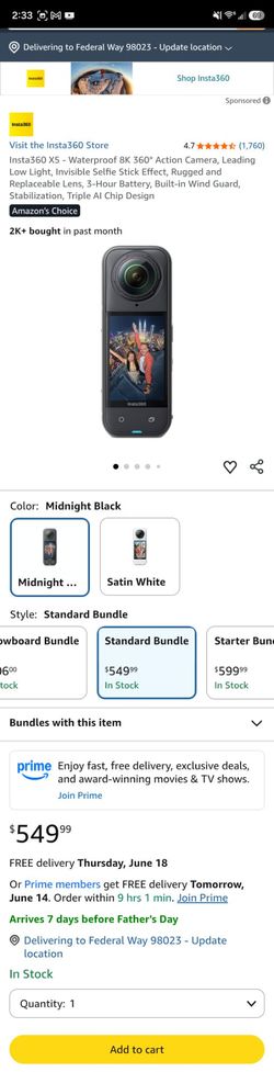 Camera Video Camera Insta360 X5 waterproof