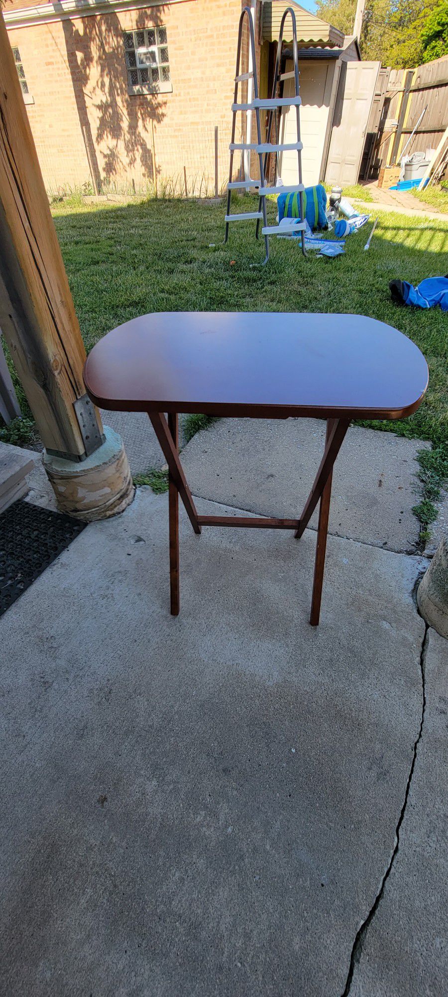 Folding Wood Table , very good condition,  25" Tall- 23" wide 