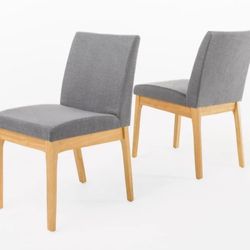 (2) Gray Fabric / Oak chairs 