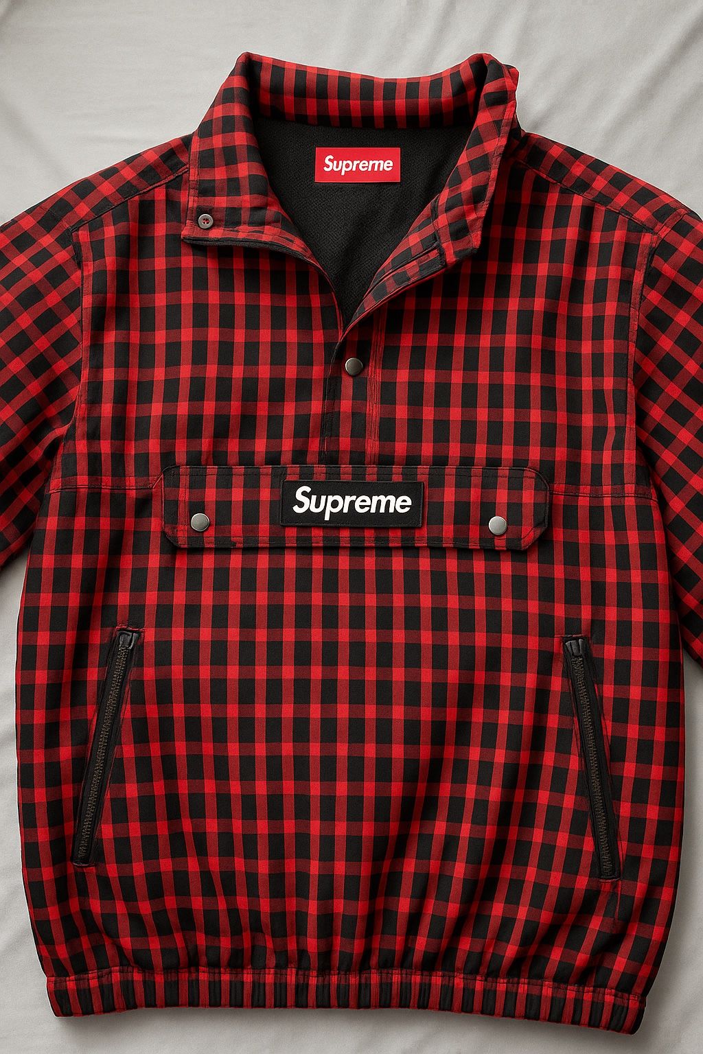 ๐ฅ Pick Up Today! Supreme FW18 Plaid Pullover Jacket - Red/Black (Size M) | Streetwear Deal! ๐ฅ