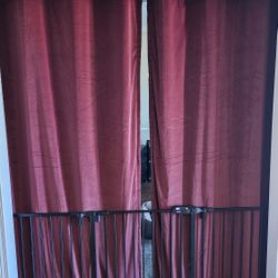 Maroon/Red Grommet Curtain Set & Adjustable Rod