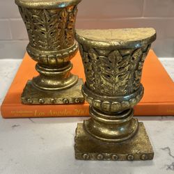 Vintage Set of Gold Urn Bookends, French Decor Good condition  