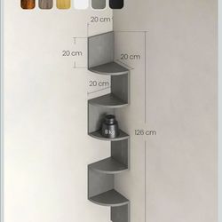 Corner Shelf with 5 Shelves, Floating Shelf for Kitchen, Bedroom, Living Room, Office, Plants