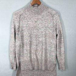 LOFT Sweater Women's XS Multi Color Confetti Knit Pullover Tunic Mock Neck L/S