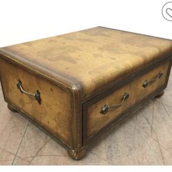 Old World Map Print Trunk Coffee Table 