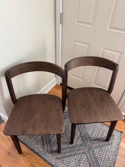 Set of 2 Mid-Century Wood Dining Chairs New