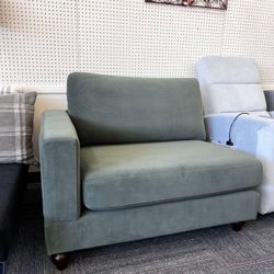 Wood Frame 42" Half Sofa, Olive Velvet, New