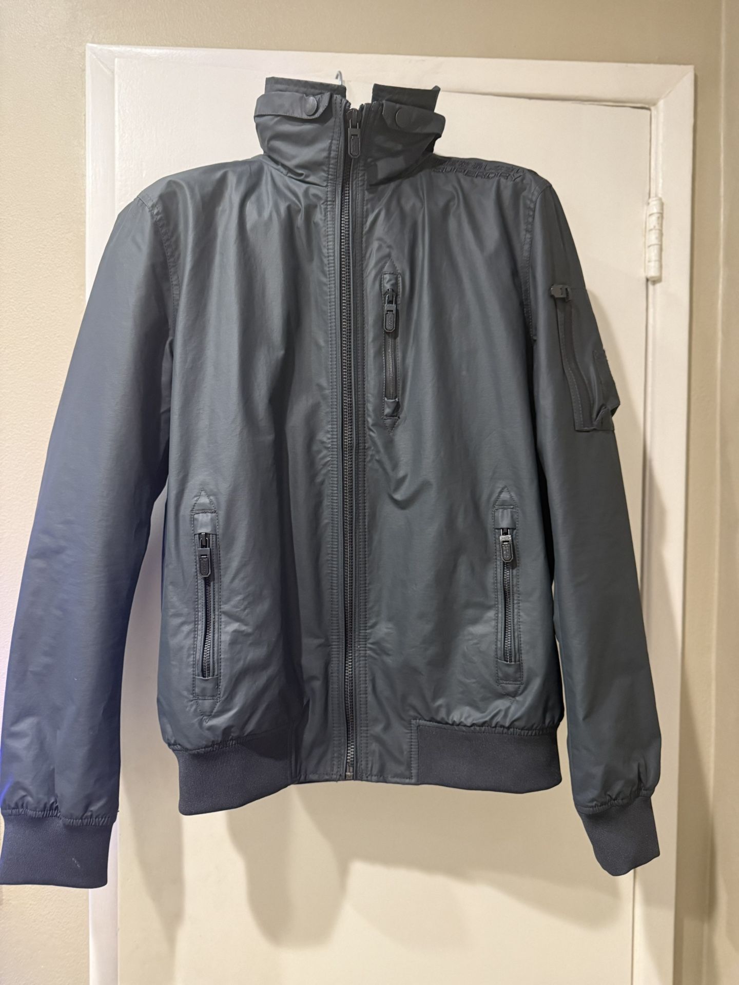 Save $70 On SuperDry Bomber-style Rain Jacket - Navy - Men’s Large - Exceptional Gently Pre-loved Condition