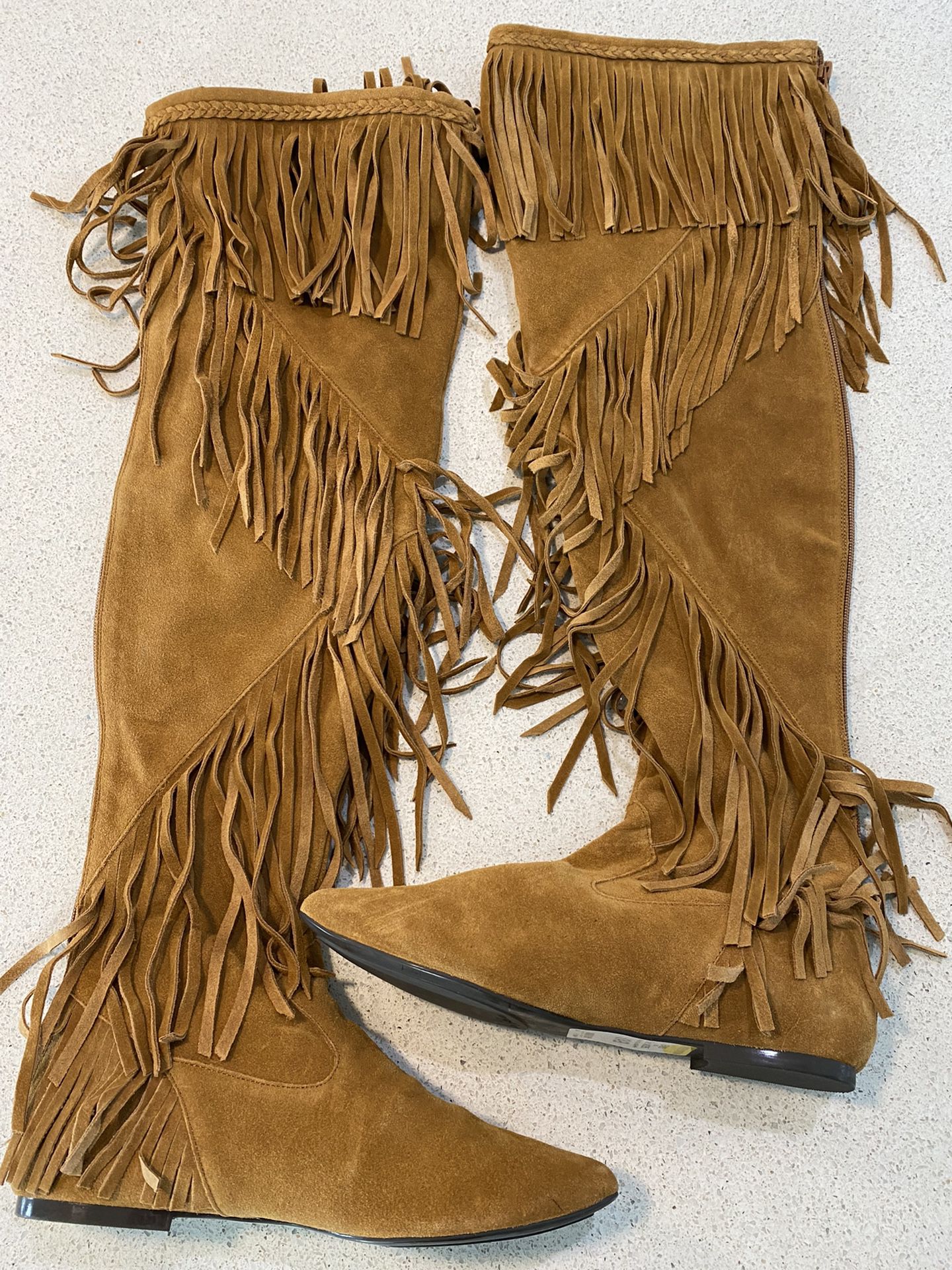 Ladoes Suede Fringe Over The Knee Boots