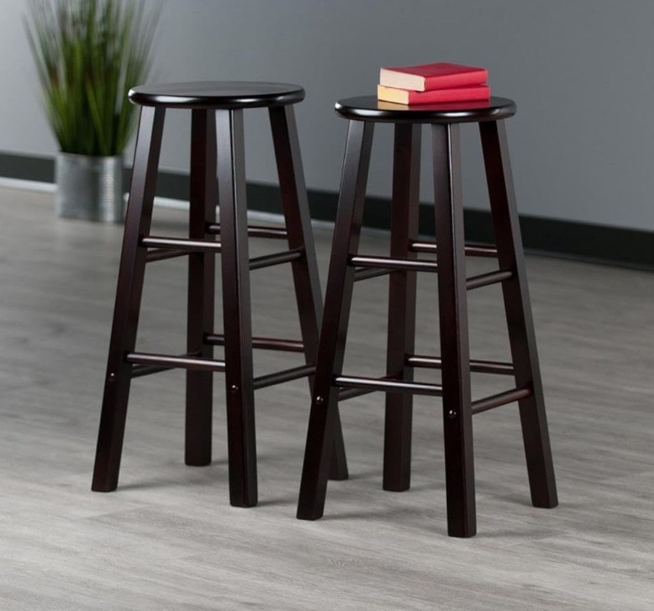 Set Of 2 -29” Solid Wood Height Bar Stools Barstools - NEW