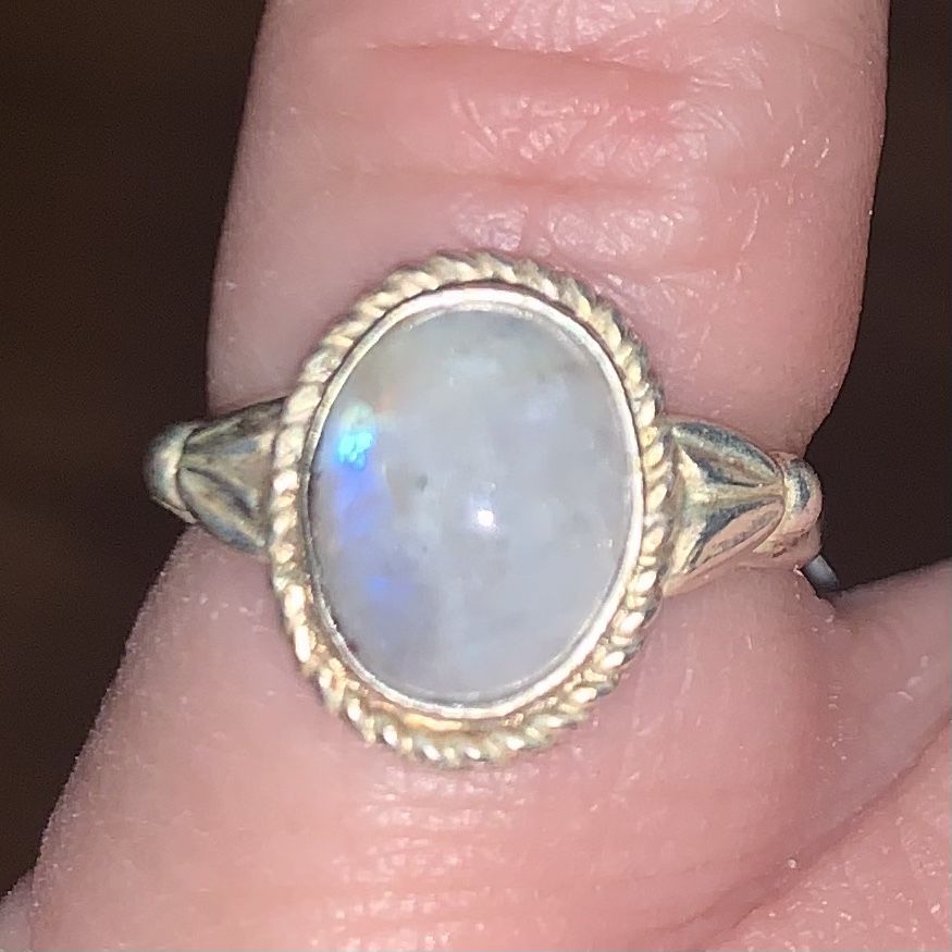 Moonstone And Silver Ring Size 6