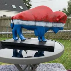 The Red White And Blue Buffalo Statue
