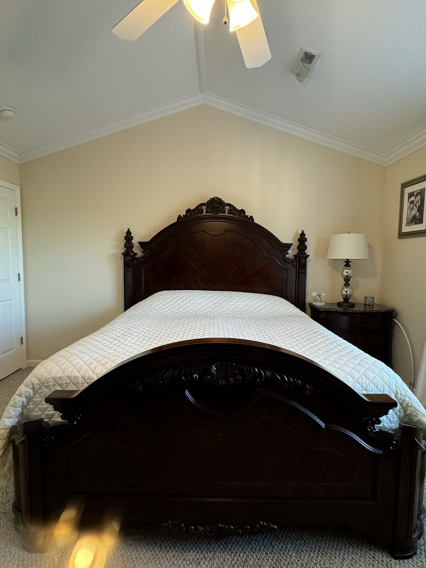 Dark Brown Wooden King Size Bed