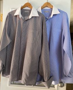 Bundle (2) Christopher Lena Men’s Shirt 100% Cotton Striped French Cuff Dress Shirts