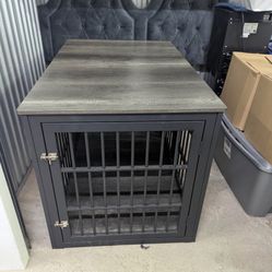 Rustic Heavy Duty Dog Crate Furniture for Extra Large Dogs, Decorative Pet House End Table, Wooden C