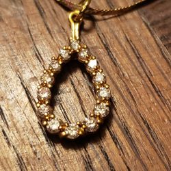 18k Diamond Pendant With 14k Gold Chain