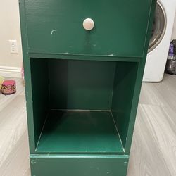 Green Wooden Single Nightstand