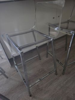 Clear Acrylic and Chrome Bar Stools Set 5 pieces