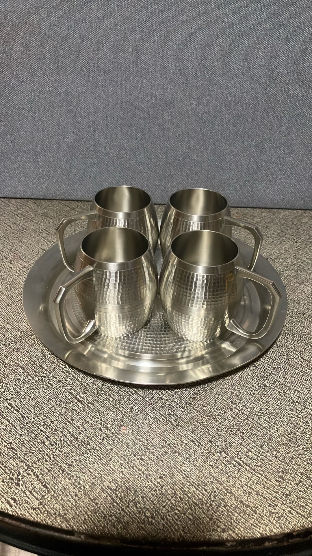 VINTAGE 'SELANGOR' 12.5” HAMMERED TRAY  & PEWTER TANKARD 'MALAYA