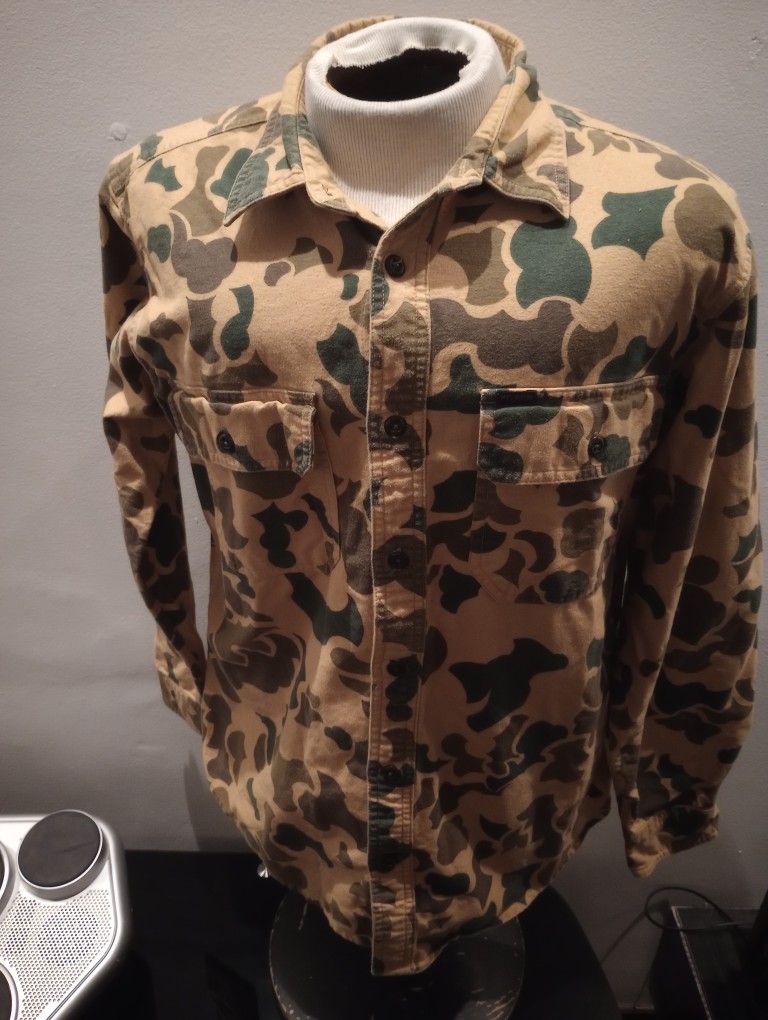 Filson Field Flannel Medium Light Field Shrub Camo Button Down Shirt M