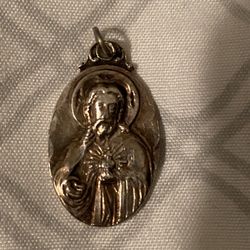 925 sterling Silver Double Head   Catholic Pendant 
