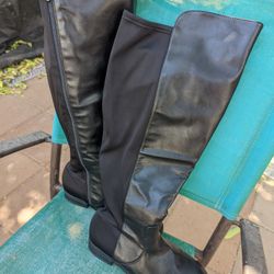 Knee High Black Boots Size 9W
