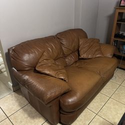 Two Set Brown Couch leather
