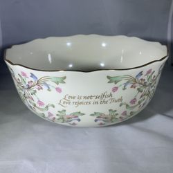 Lenox China Love Is Patient & Kind Centerpiece Serving Bowl 24k Trim