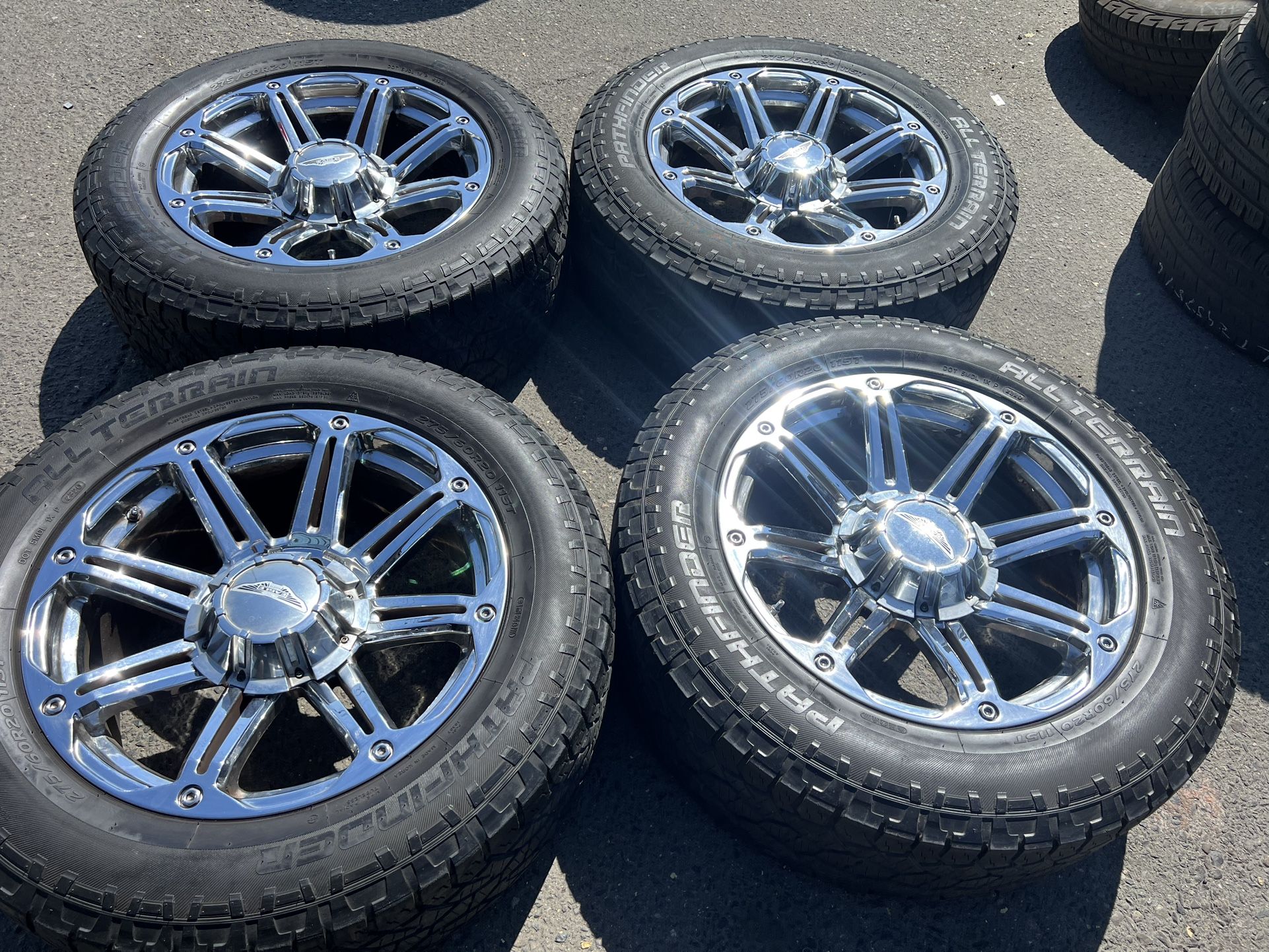 20” used chrome American eagle rims and tires good set 6 lug Chevy gmc ...