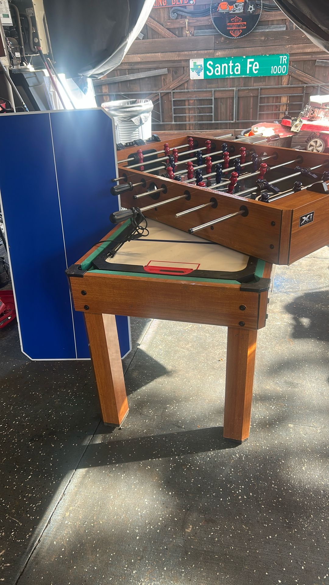 Foosball table 4 games and one air hockey pool ping-pong in the same table