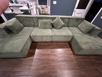 Corduroy 4 seater sofa- forest green with base