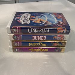 Disney VHS tapes, Cinderella, Dumbo, Peter Pan, The Jungle Book