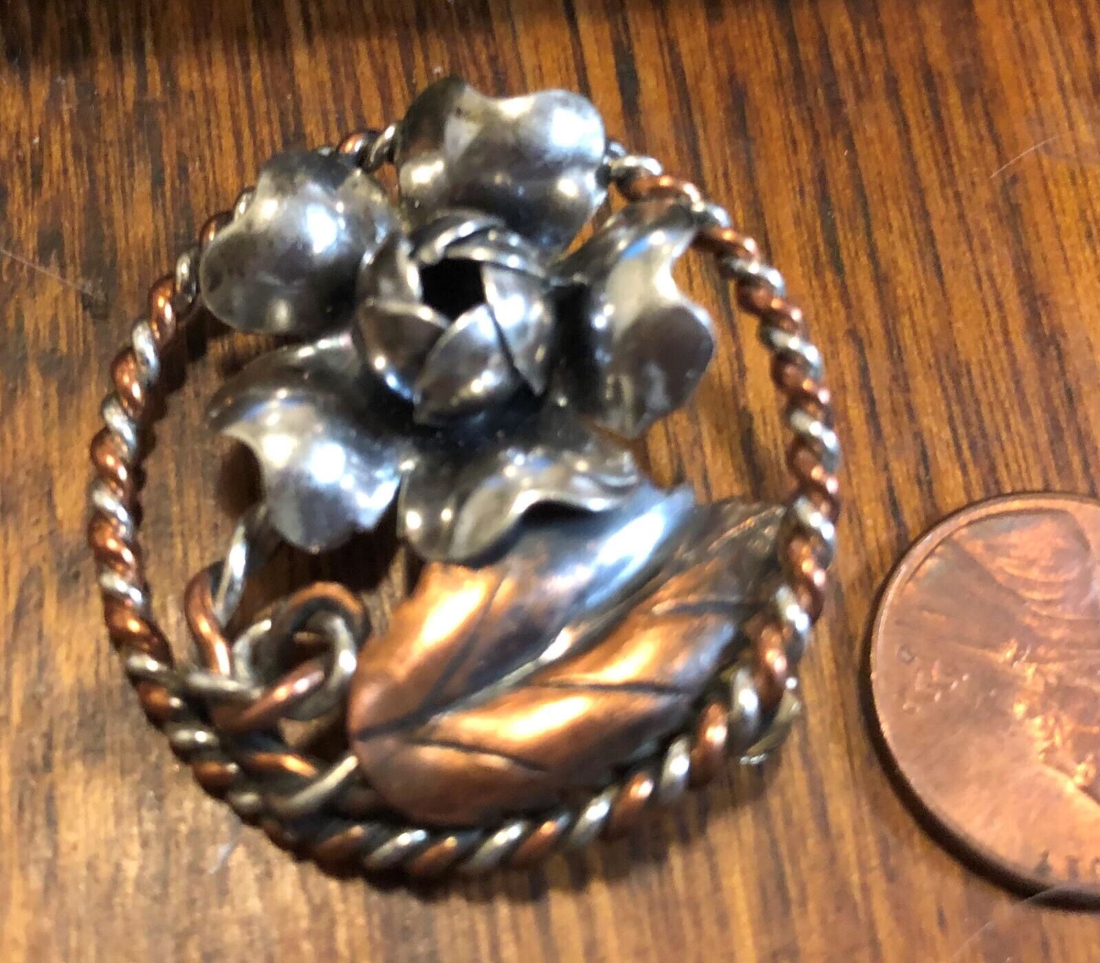 Vintage sterling/copper brooch