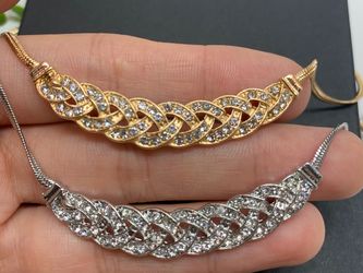 2 Sets Romantic Choker Chain Necklace Accessory, Gold and Silver Color